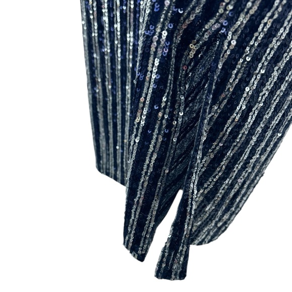 Anthropologie Flat White Short-Sleeve Sequin Stripe Shift Midi Dress Medium - Picture 8 of 14